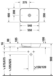 �������� DURAVIT CAPE COD 550�390 ������������ ��������, ��� ��������, ����� 23475500001