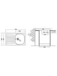 Мойка врезная Ukinox Komfort 780х490 декор.поверхность 0,8мм, слив 3 1/2, COL780.490 -GT8K 1R