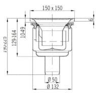 Трап АСО EG 150 DN50 150х150 вертикальный, телескопический, с сифоном 405149