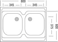 Мойка накладная Ukinox Standart 800х600 мат.нерж.сталь 0,6мм,слив 1 1/2,2чаши,STM 800.600 20--6C 3C-
