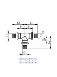 Тройник TECEflex 25х25х25 90° бронза,  710125