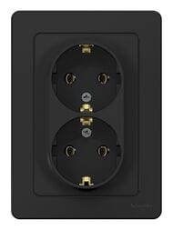 Розетка Systeme Electric BLANCA скрыт.уст. двойная с заземл. без шторок 16А 250В антрац. BLNRS001026