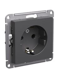 Розетка Systeme Electric ATLASDESIGN с заземлением 16А механизм базальт ATN001443