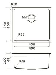 Мойка Omoikiri TADZAVA 49-U/I-LG (490х440х200) врезной/подстольный монтаж, светлое золото 4993263