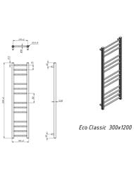 GROTA ECO CLASSIC Полотенцесушитель "Лесенка" 300x1200 полиров. нерж. сталь, диаг./ниж. покл. D-1/2"
