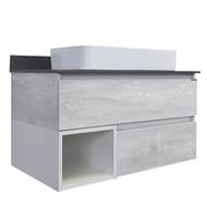 Тумба COMFORTY Прага-90 (900х630х520) со столешницей  и раковиной, дуб белый мат. 00-00014425