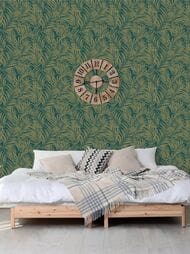 Обои виниловые на флизелине Grandeco Maison MN 2014 (0,53х10,05) листья, зеленые (рул.)