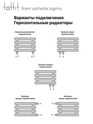 Радиатор стальной toHit from asthetik sigma, 4 секции, 1750х270х65, 1013 Вт, горизонтальный, трубчатый