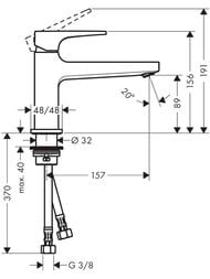 Смеситель Hansgrohe Metropol 74502000 на раковину с клапаном клик-клак, излив 100 мм, ручка-петля