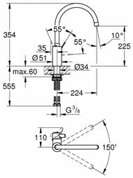 ��������� Grohe EuroSmart Cosmopolitan 32843002 ��� ����� ������������, � ������� �������, ����