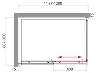 Душевой уголок BelBagno Uno (1200х900х1850) UNO-AH-1-120/90-P-Cr прямоугольный, стекло текстурн/хром