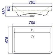 Раковина Aqwella Дрея Q70 (700х475), белая 191645