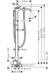 Смеситель Hansgrohe Vivenis 75445700 для ванны напольный, однорычажный, матовый белый — миниатюра 2