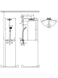 Чертёж Душевая система Hansgrohe Raindance Select S 240 2jet Showerpipe с термостатом, хром 27129000