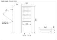 Верхний душ настенный 50x20 см Remer INOX SS350SSCAX, нержавеющая сталь матовая