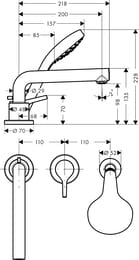 ��������� Hansgrohe Talis S 72417000 �� ���� �����, �� 3 ���������, �������� �����, ����