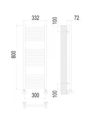 Полотенцесушитель TERMINUS Аврора П16 (ШВ 332x800) водяной, нерж.сталь
