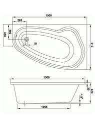 ����� ��������� VAGNERPLAST AVONA 150 R (1500�900�420) �������, ������ VPBA159AVO3PX-04