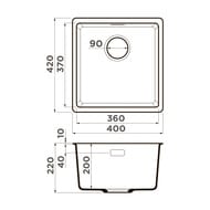 Мойка Omoikiri KATA 40-U-GR (400х420х220) подстольный монтаж, артгранит, серая 4993397