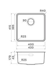 Мойка Omoikiri OMI 43-U/I-GB (430х415х179) универсальный монтаж, нерж.сталь, графит 4997420