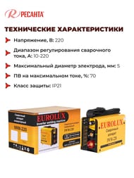 Сварочный аппарат инверторный IWM220 Eurolux — изображение 6