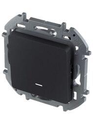 Переключатель LEGRAND INSPIRIA 1-клавишный с подсветкой 10 AX 250 В антрацит 673663