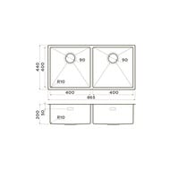 Мойка Omoikiri TAKI 86-2-U/IF-GM (865х440х200) универсальный монтаж, 2 чаши, вороненая сталь 4993793