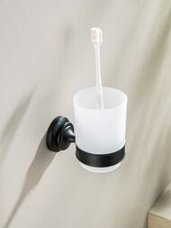 Стакан для зубных щеток Aquatek Классик AQ4504MB подвесной, стекло матовое, латунь, черный матовый