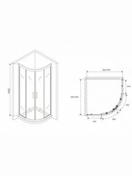 Душевой уголок ABBER Schwarzer Diamant AG01090 (900х900х1950) радиальный, стекло 6мм прозрачное/хром