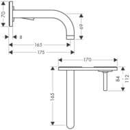 ��������� Axor Uno 38112 ��� �����������, ������������, � �������, ����� 165 ��, ����