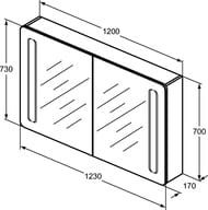 Зеркало-шкаф Ideal Standard MIRROR&LIGHT (1200х700х170) подсветка, розетка T3425AL — изображение 2