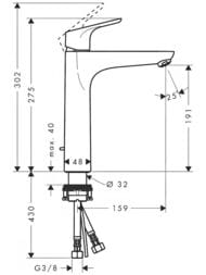 Смеситель Hansgrohe Focus 31608 для умывальника с высоким фиксированным изливом, дон. клап., хром — миниатюра 6