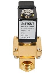 Клапан соленоидный STOUT 1/2", 220В, непрямого действия, нормально закрытый SSV-0030-220015