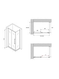 Душевой уголок ABBER Schwarzer Diamant AG30180BH-S60B (1800х600х1950) прямоуг., прозрачный/черный