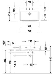 Умывальник Duravit Vero Air 700х470 шлифов.,1 отверстие под смеситель, с переливом 2350700027