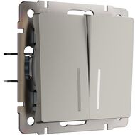 Выключатель двухклавишный с подсветкой Werkel W1220104, дымчатый