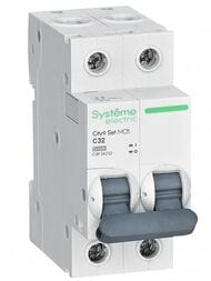 Выключатель Systeme Electric автоматический двухполюсный 32А С 4.5kA City9 Set C9F34232