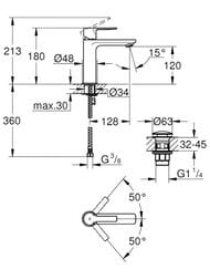 Смеситель Grohe Lineare New 23106001 для умывальника, S-Size, с донным клапаном