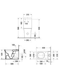 Унитаз напольный Duravit White Tulip 21970900001 370х650 безободковый, верт.смыв, WonderGliss, белый