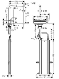 ��������� Hansgrohe Aquno Select M81 ��� ����� 250 ��������� �����, 2jet, sBox, ���� 73830000