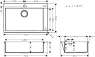 ����� �� ����������� ����� Hansgrohe S71 43302800 (760�500) �������, �����.��� ����.,�����