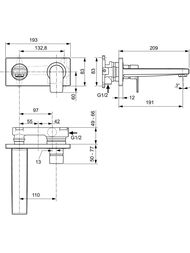 Ideal Standard EDGE Смеситель для умывальника A7116AA встраиваемый, внешняя часть