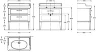Тумба под раковину KERAMA MARAZZI POMPEI напольная с 2 ящиками, (760х480х482) черная PO.N.80.2\BLK