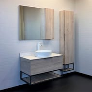 Тумба COMFORTY Порто-90 (905х642х520) подвесная, с раковиной и столешницей,дуб дымчатый 00-00009322