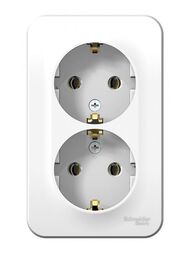 Розетка Systeme Electric BLANCA наружная двойная с заземлением изол.пл., 16А 250В, белый BLNRA010211