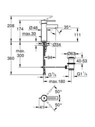 Смеситель Grohe Essence 32898001 для умывальника, однорычажный, S-Size, донный клапан — изображение 4