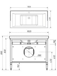 Тумба под раковину Caprigo Альбион Промо 100 grey 1025х890х470 3 двери, 2 ящика 33325-В077
