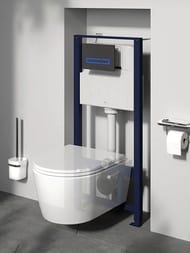Инсталляция AM.PM Pro для подвесного унитаза I012704.9001 пневматическая клавиша Pro L, белая