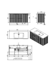 Тумба под раковину Caprigo RAIN 120 (1166х446х550) подвесная, 2 ящ, 1 дверь, Беж лайт 36517R-SF023
