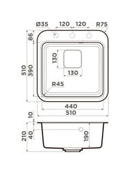 ����� Omoikiri TASOGARE 51-SA (510�510�190) �������, ���������, ����-������� 4993743